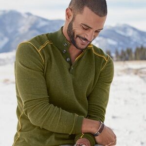 Sundance 100% cotton Highland stitch men’s pullover Henley in blue L